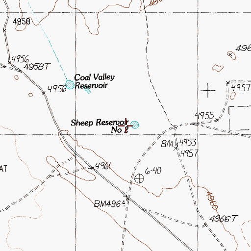 Topographic Map of Sheep Reservoir Number 2, NV