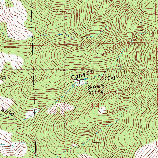 Topographic Map of Sixmile Spring, NV