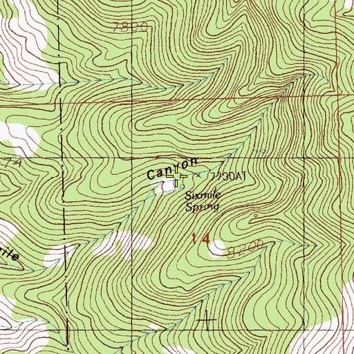 Topographic Map of Sixmile Spring, NV