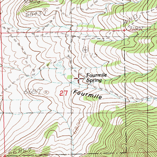 Topographic Map of Fourmile Spring, NV