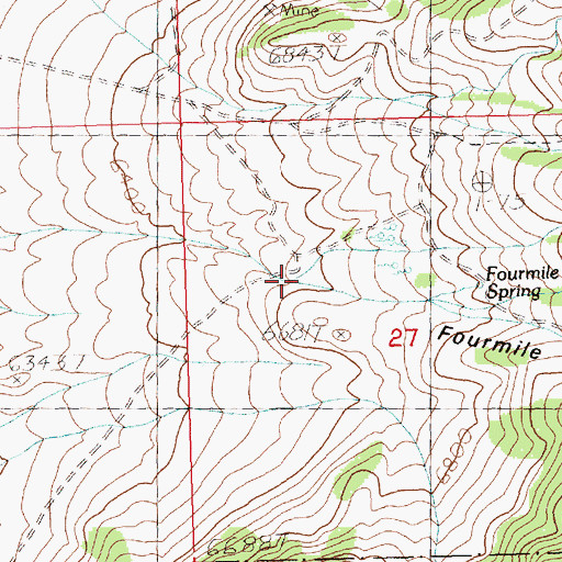 Topographic Map of Fourmile Canyon, NV