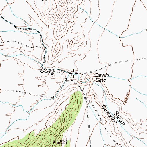 Topographic Map of Devils Gate, NV