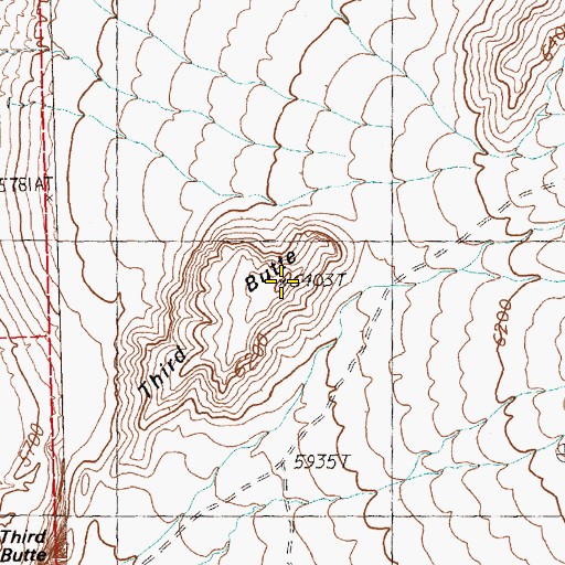 Topographic Map of Third Butte, NV