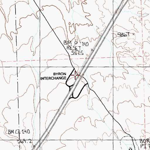 Topographic Map of Byron Interchange, NV