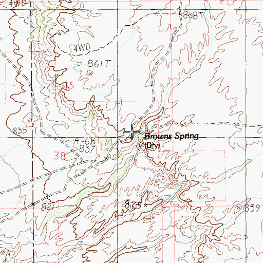 Topographic Map of Browns Spring, NV