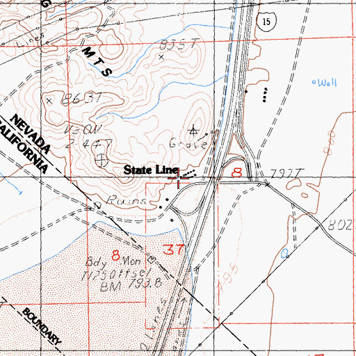 Topographic Map of Primm, NV