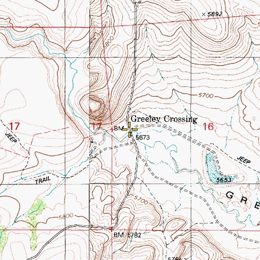 Topographic Map of Greeley Crossing, NV