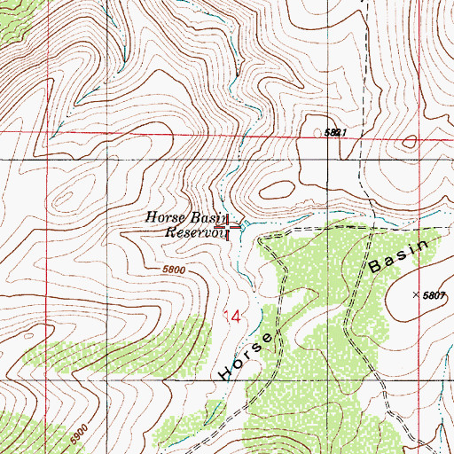 Topographic Map of Horse Basin Reservoir, NV