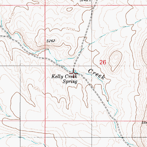 Topographic Map of Kelly Creek Spring, NV