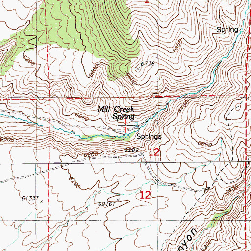 Topographic Map of Mill Creek Spring, NV