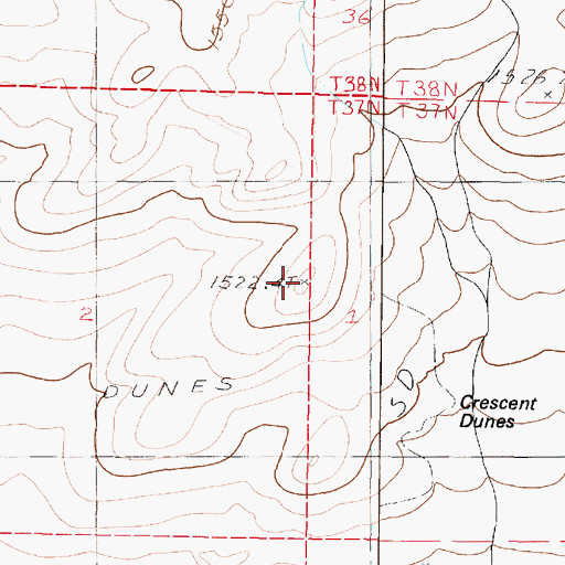 Topographic Map of Crescent Dunes, NV
