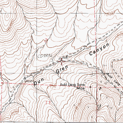 Topographic Map of Auld Lang Syne Gulch, NV