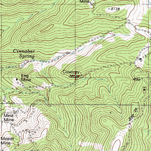 Topographic Map of Coveney Mine, NV