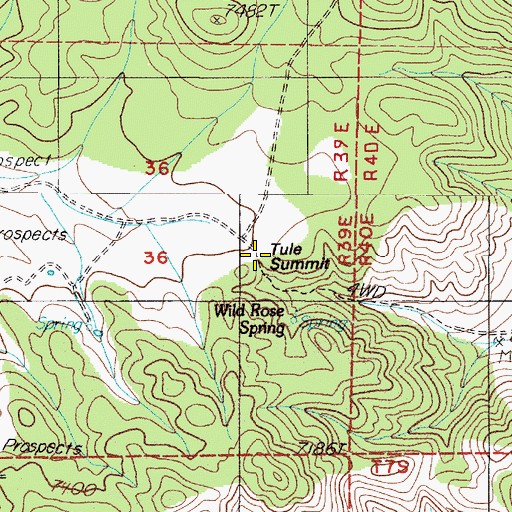 Topographic Map of Tule Summit, NV