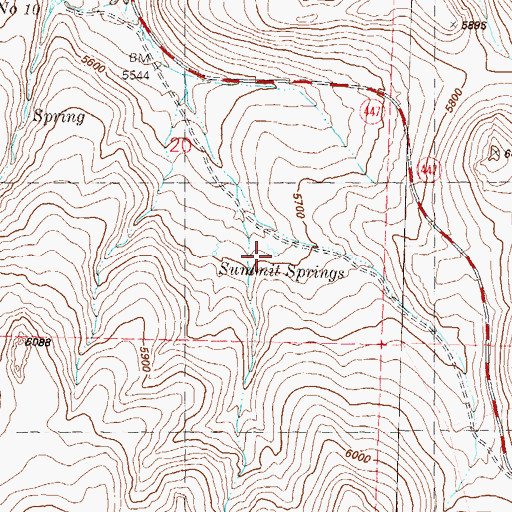 Topographic Map of Summit Springs, NV