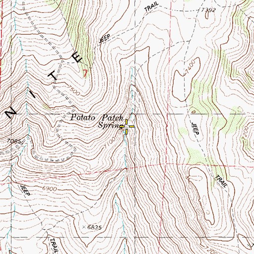 Topographic Map of Potato Patch Spring, NV