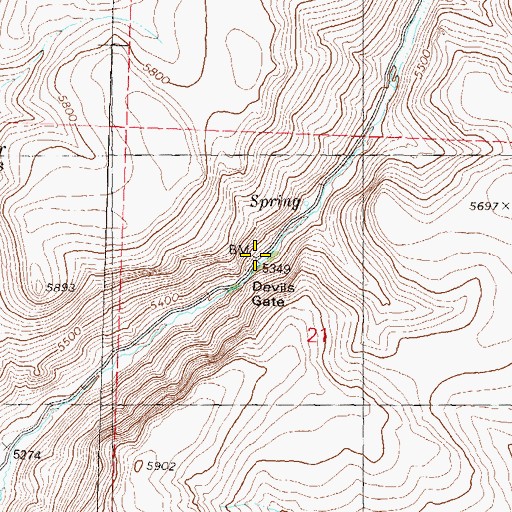 Topographic Map of Devils Gate, NV
