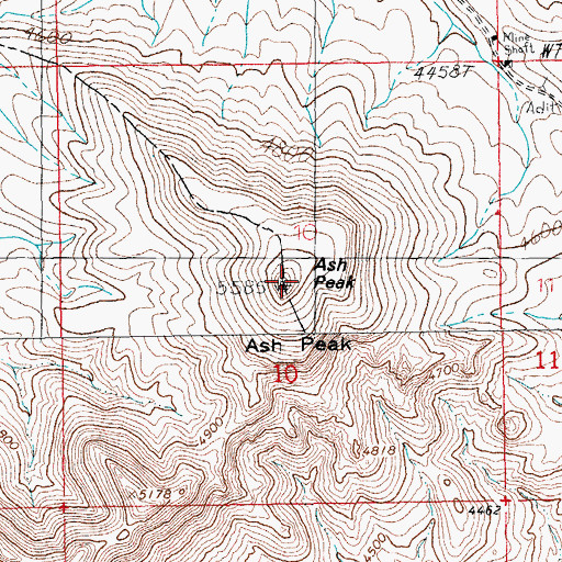 Topographic Map of Ash Peak, AZ