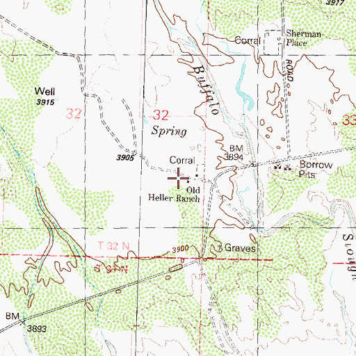 Topographic Map of Old Heller Ranch, NV