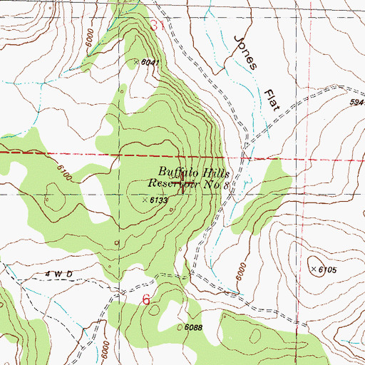Topographic Map of Buffalo Hills Reservoir Number 8, NV