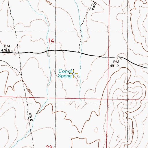 Topographic Map of Corral Spring, NV