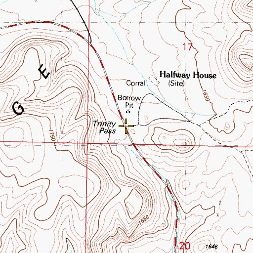 Topographic Map of Trinity Pass, NV