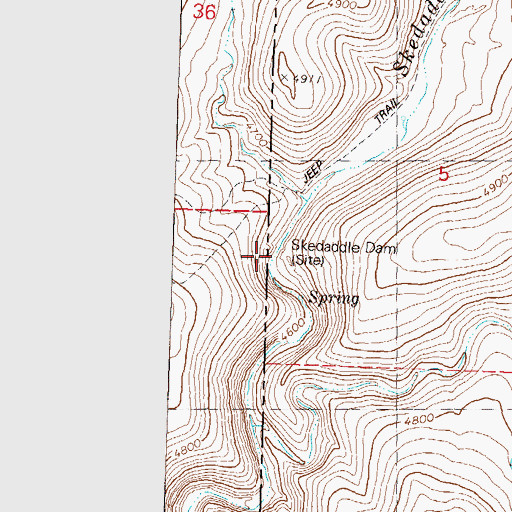 Topographic Map of Skedaddle Dam (historical), NV