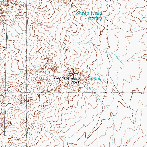 Topographic Map of Elephant Head Rock, NV