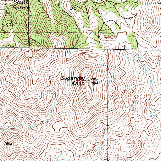 Topographic Map of Sugarloaf Knob, NV