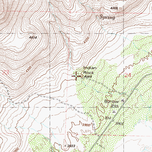 Topographic Map of Indian Rock, NV