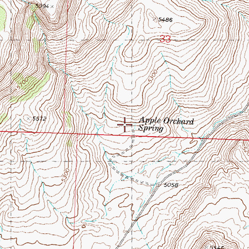 Topographic Map of Apple Orchard Spring, NV