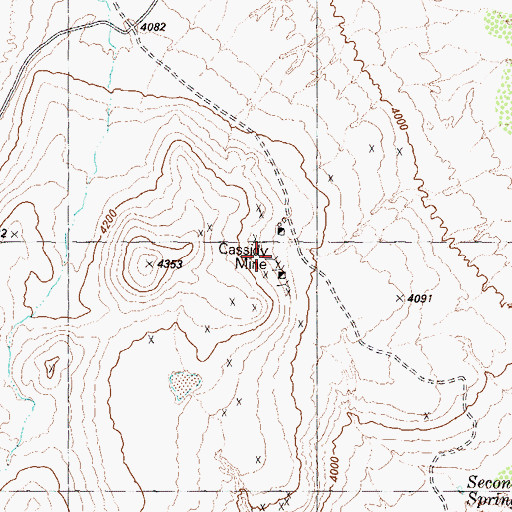 Topographic Map of Cassidy Mine, NV