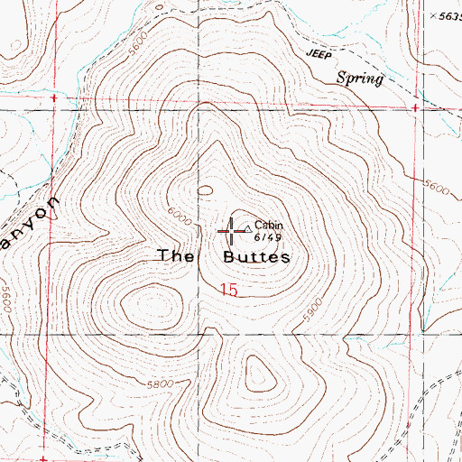 Topographic Map of The Buttes, NV