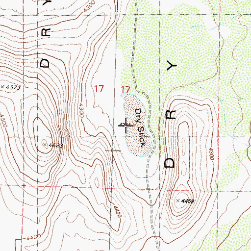 Topographic Map of Dry Slick, NV
