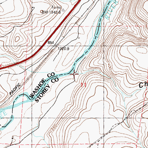 Topographic Map of Chalk Bluff Canyon, NV