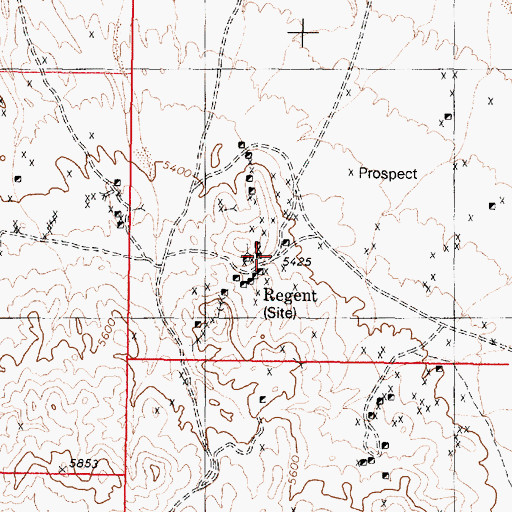 Topographic Map of Regent (historical), NV
