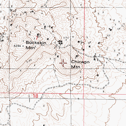 Topographic Map of Chicago Mountain, NV