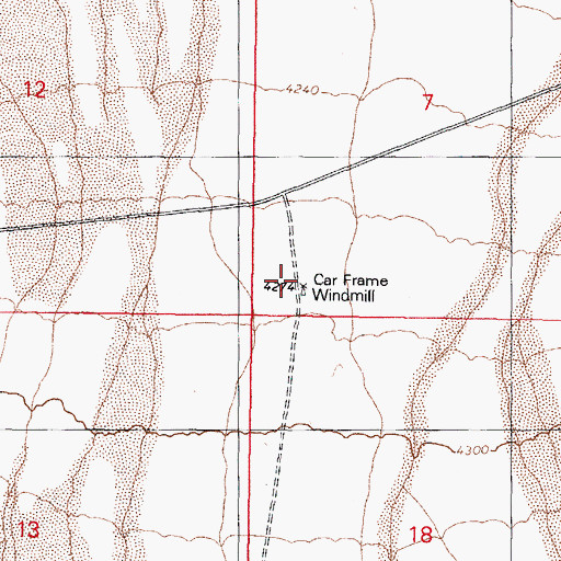 Topographic Map of Car Frame Windmill, NV