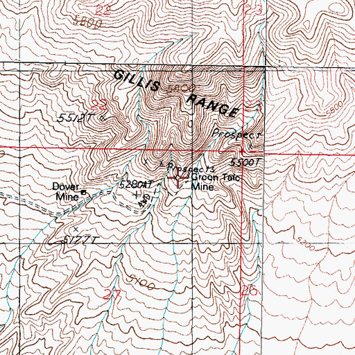 Topographic Map of Green Talc Mine, NV