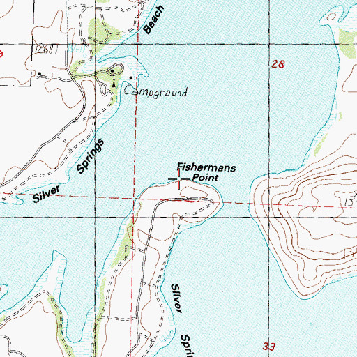 Topographic Map of Fishermans Point, NV