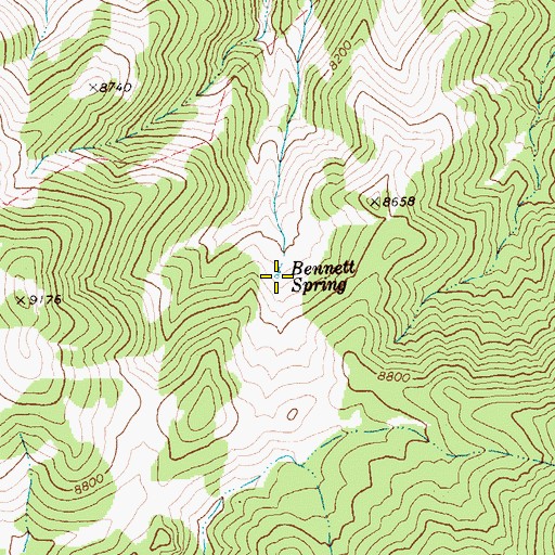Topographic Map of Bennett Spring, NV