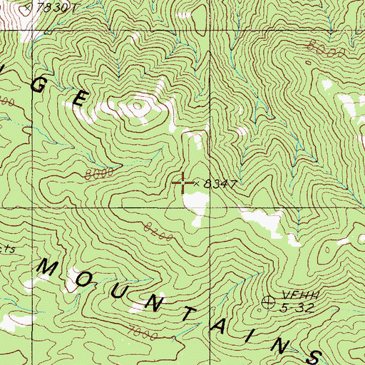 Topographic Map of Harlans Peak, NV