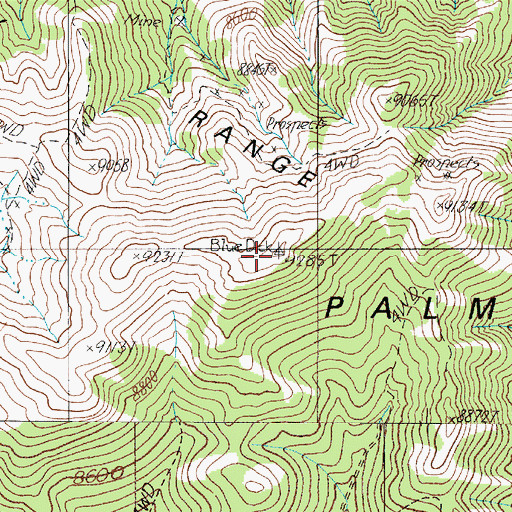 Topographic Map of Harvey Peak, NV