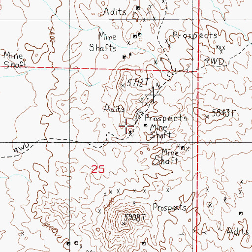 Topographic Map of Southern Klondike (historical), NV