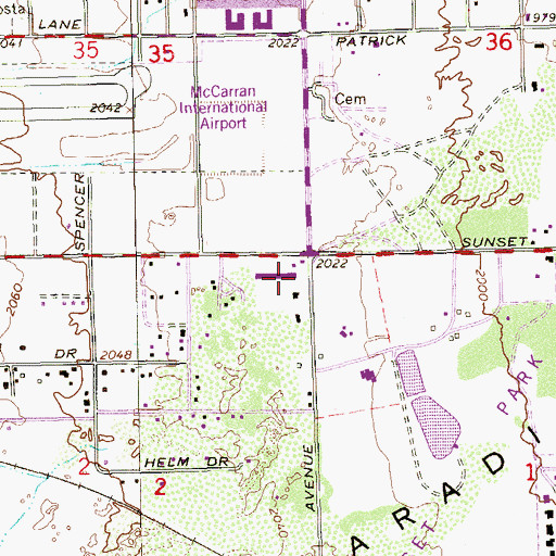 Topographic Map of Park 2000 Shopping Center, NV