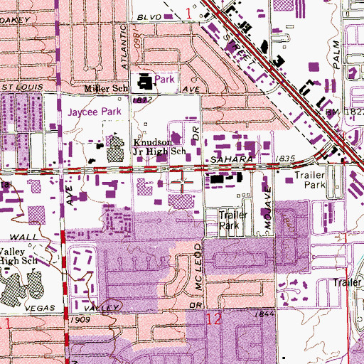 Topographic Map of K-Las Vegas Shopping Center, NV