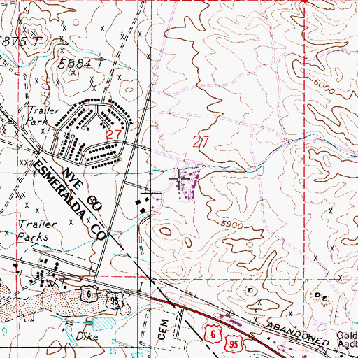 Topographic Map of Highland Park, NV