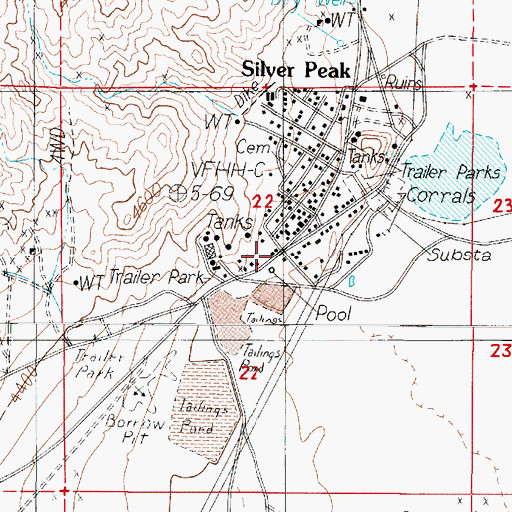 Topographic Map of Silver Peak Fire Department, NV