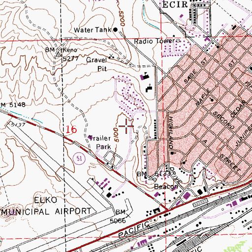 Topographic Map of Hillside Park, NV