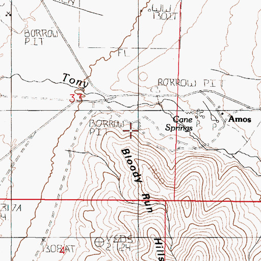 Topographic Map of Cane Springs Mine, NV